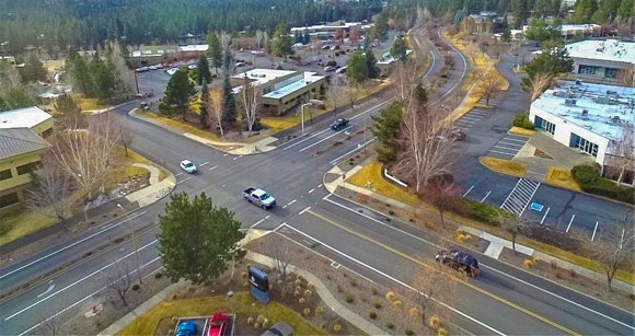 Aerial photo of Columbia St and Colorado Ave.