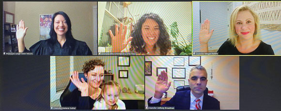 Screenshot from virtual meeting in which new Councilors were sworn in.
