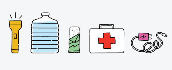 A graphic of emergency supplies.