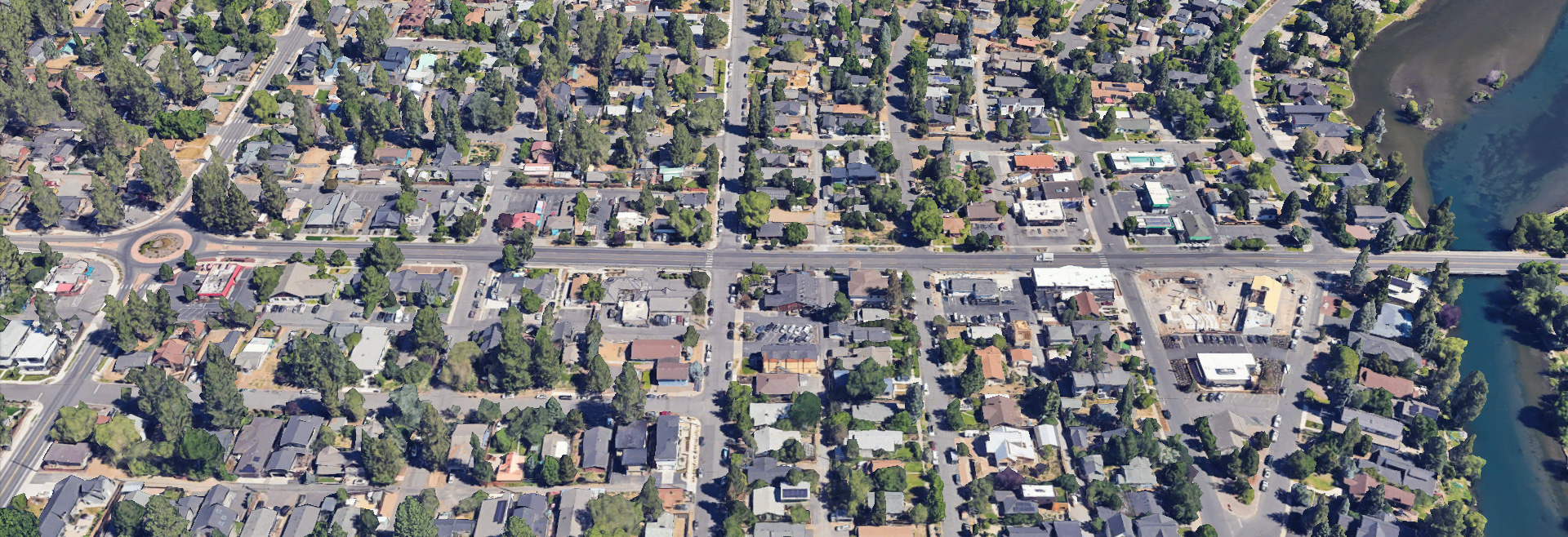 Project area: streets, trees, houses from overhead.
