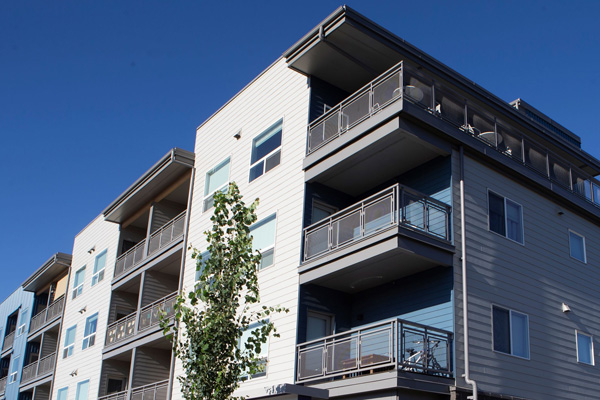 Exterior of apartment complex.