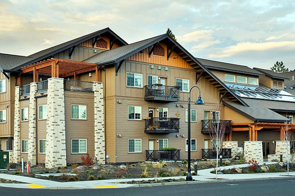 Exterior of apartment complex.