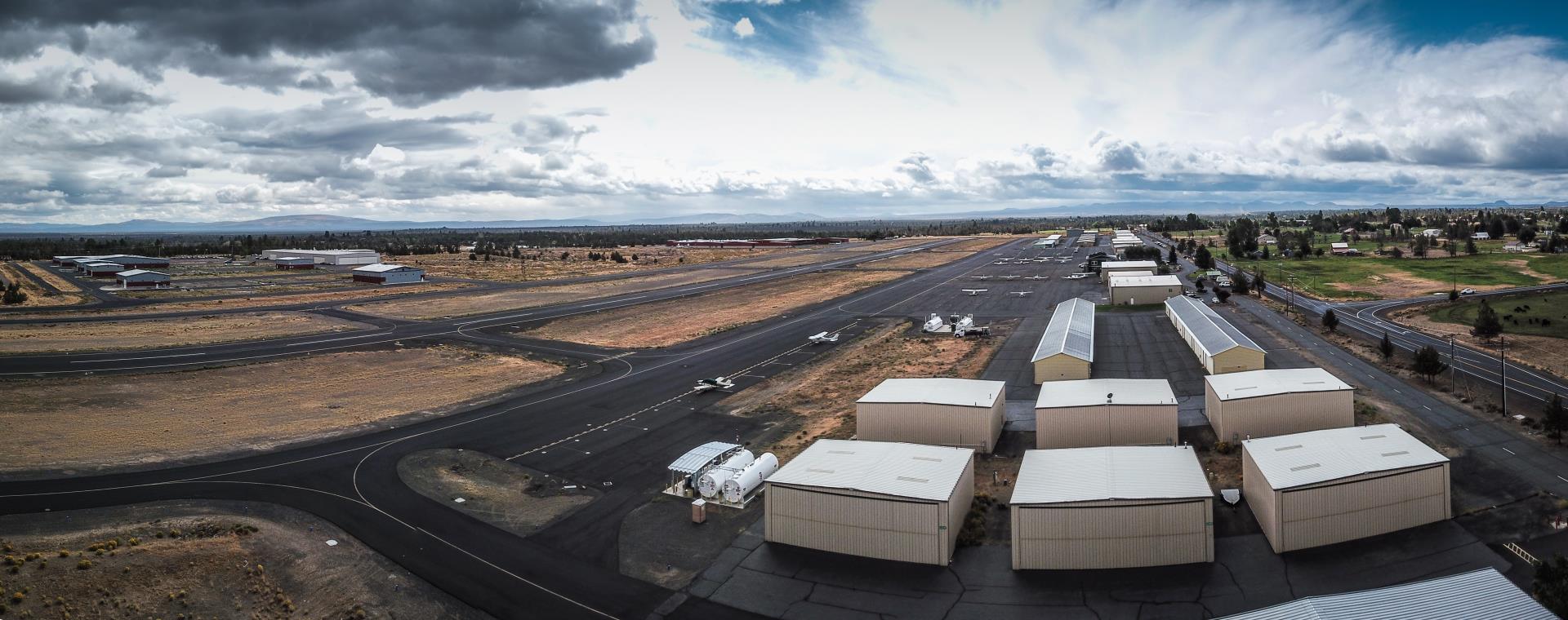Aerial view of Bend Municipal Airport